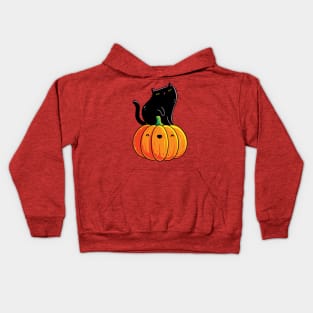 Black Kitten on a Pumpkin Kids Hoodie